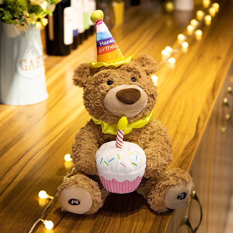 Cartoon Birthday Cake Electric Singing Bear Doll