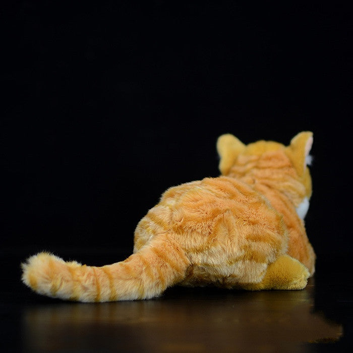 Crouching Cute Tiger Print Cat Simulation Plush