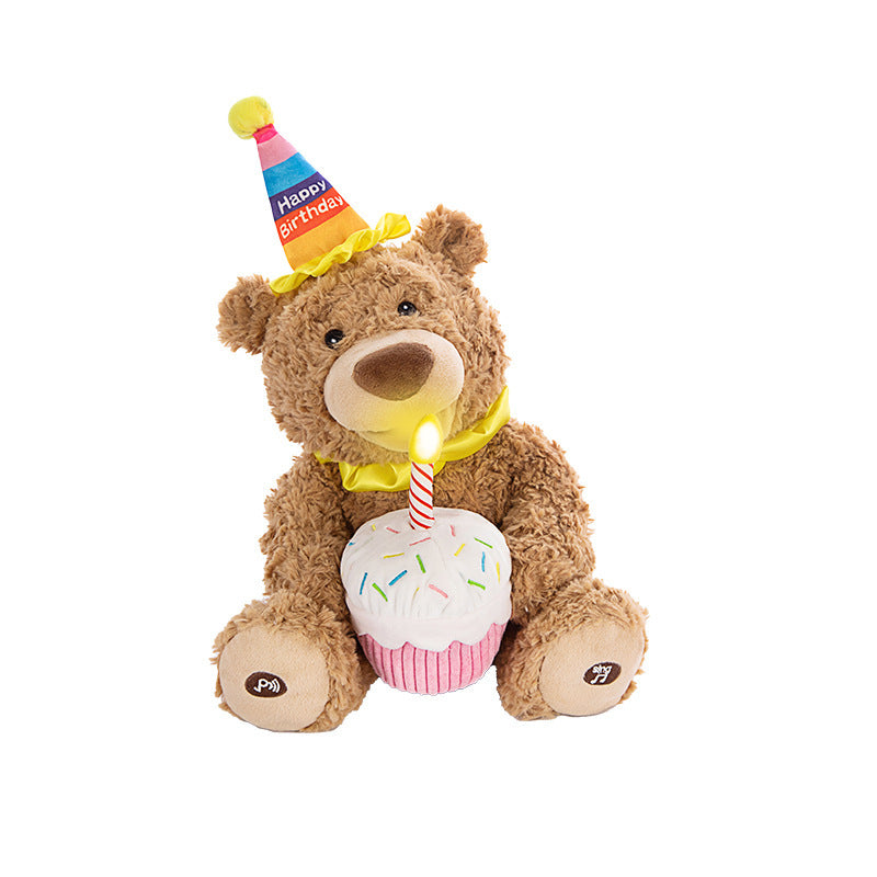 Cartoon Birthday Cake Electric Singing Bear Doll