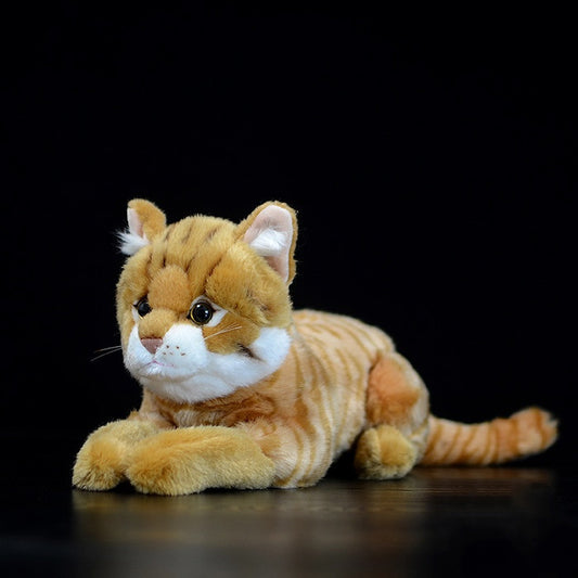 Crouching Cute Tiger Print Cat Simulation Plush