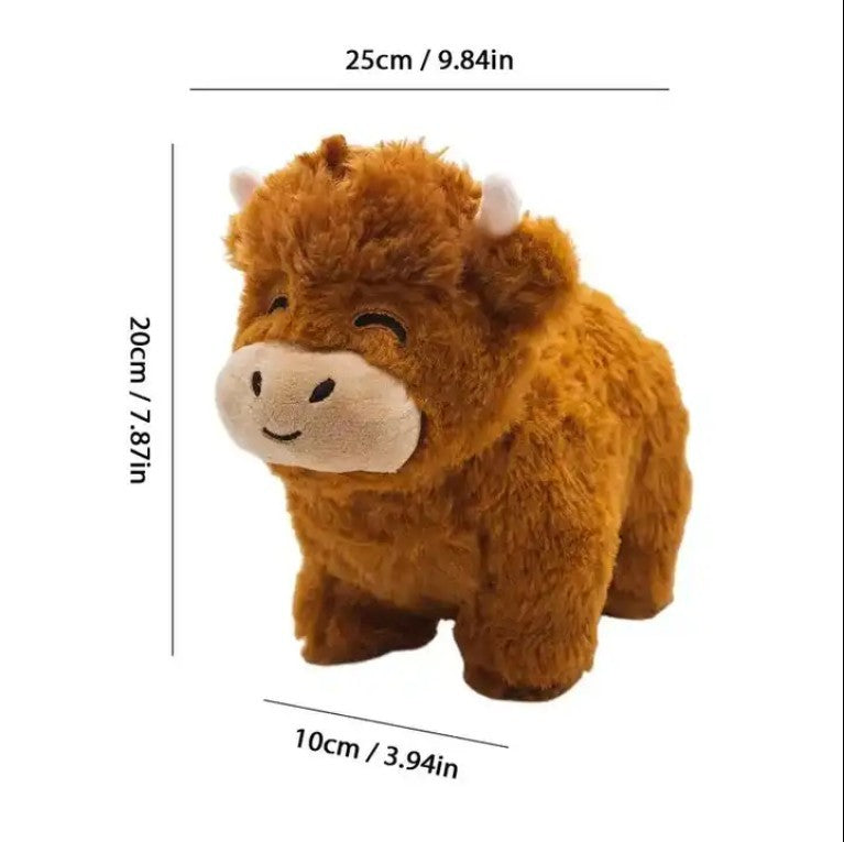 Brown Highland Cow Creative Plush Puppet And Doll