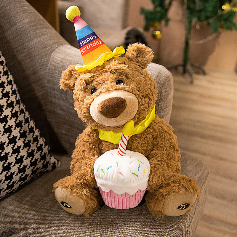 Cartoon Birthday Cake Electric Singing Bear Doll