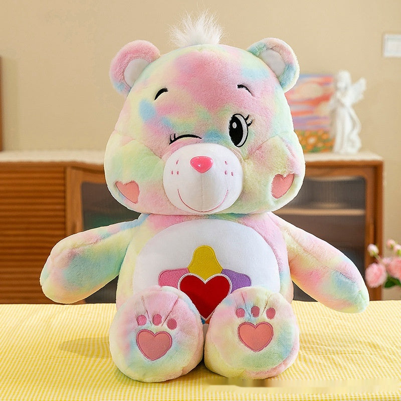 Colorful Bear Doll Expression Plush Toy Rainbow Bear