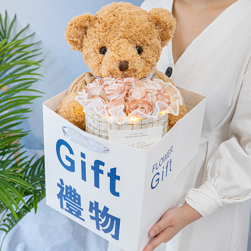 Bear Doll Eternal Rose Bouquet Birthday Gift