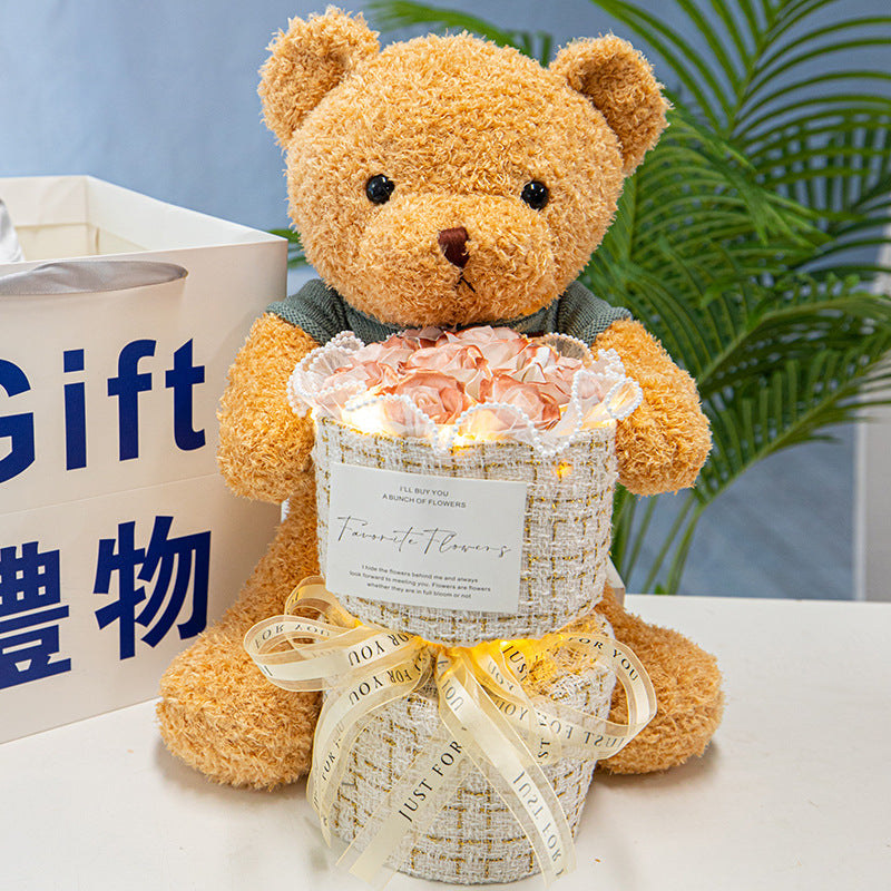 Bear Doll Eternal Rose Bouquet Birthday Gift